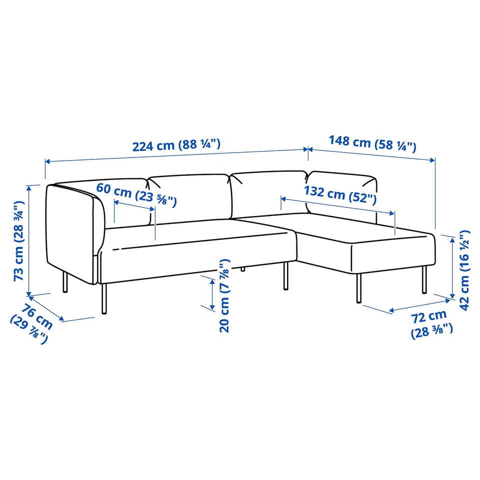 Illustration with measurements for the product: LILLEHEM.