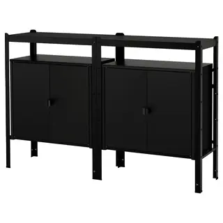 BROR shelving unit with cabinets, black, 170x40x110 cm