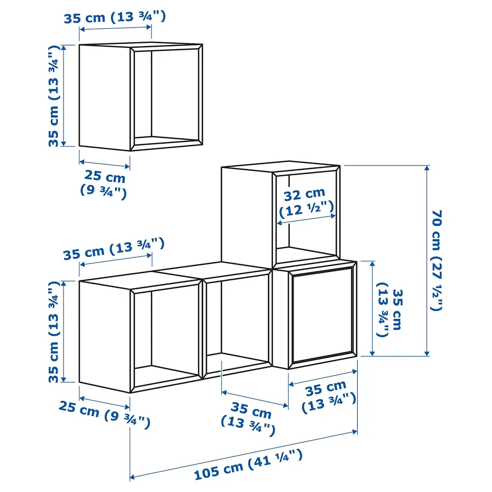 Illustration with measurements for the product: EKET.