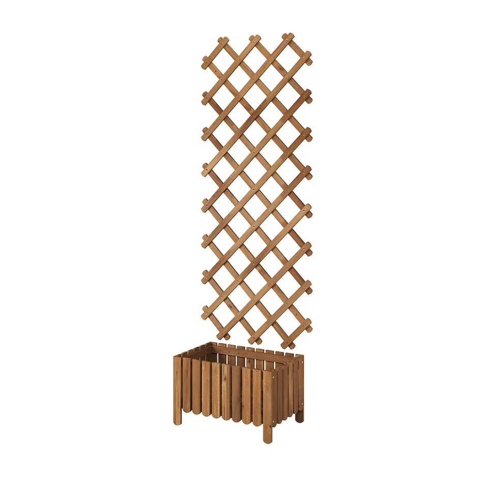 Wooden ASKHOLMEN plant trellis, brown, diamond pattern, vertical.