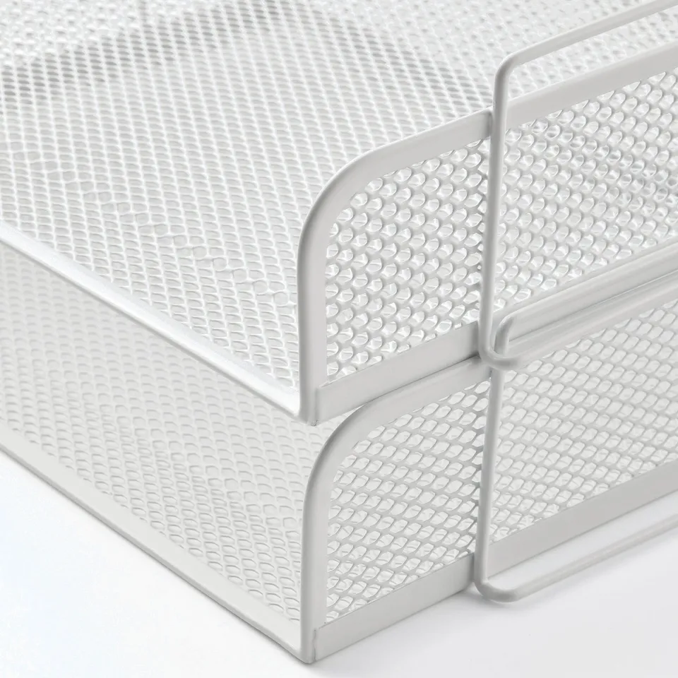 Metal mesh letter trays & handles with non-slip feet