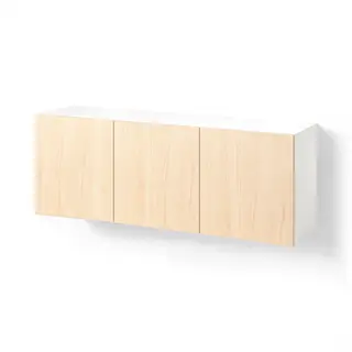 BESTÅ wall-mounted cabinet combination, white/Fänrik ash, Width 180 x Depth 42 x Height 64 cm