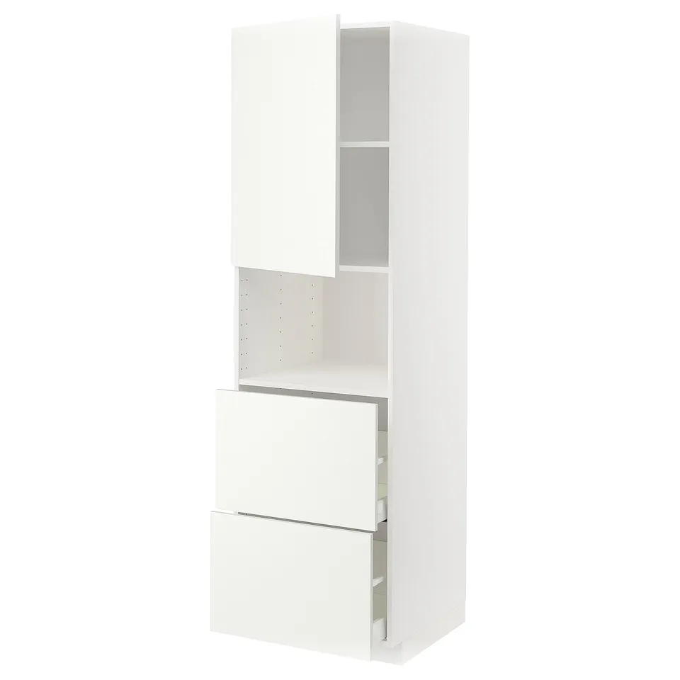 METOD white kitchen cabinet with smooth drawer and shelf storage.