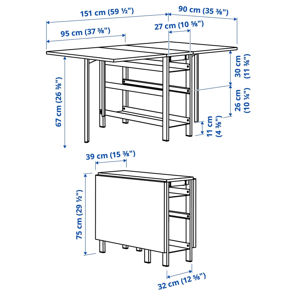 Illustration with measurements for the product: VIHALS.