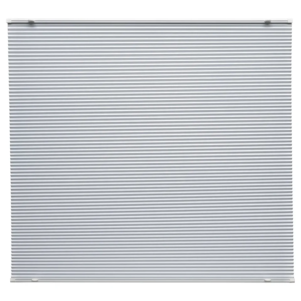 HORNVALLMO window blind, silver, pleated, cordless design.