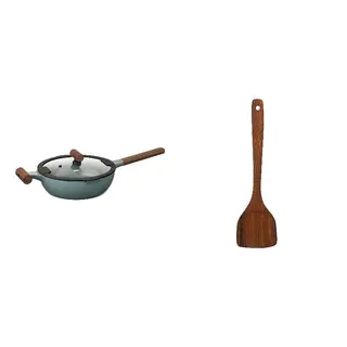 HULDHET/KLIPPFISK set: sauté pan with lid + wok spatula