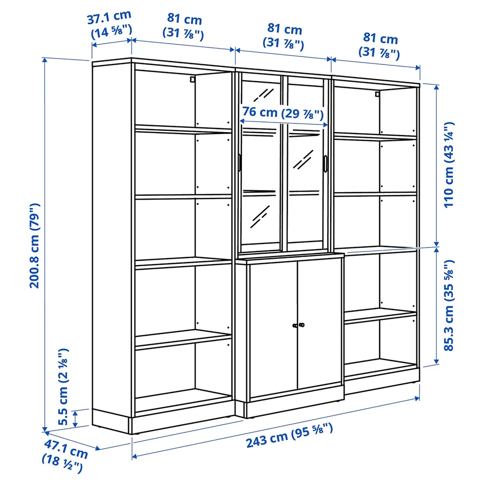 Illustration with measurements for the product: TONSTAD.