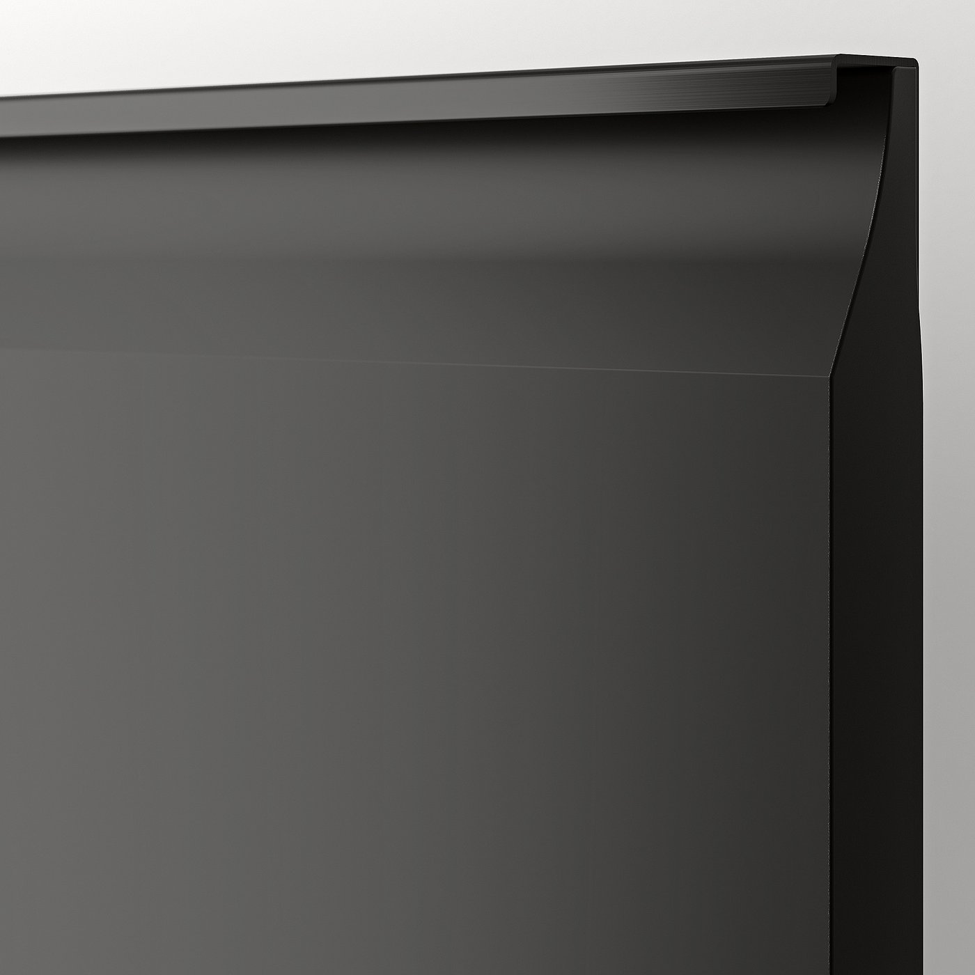 Modern black tv cabinet with sleek finish, smooth edges, and minimalist design.