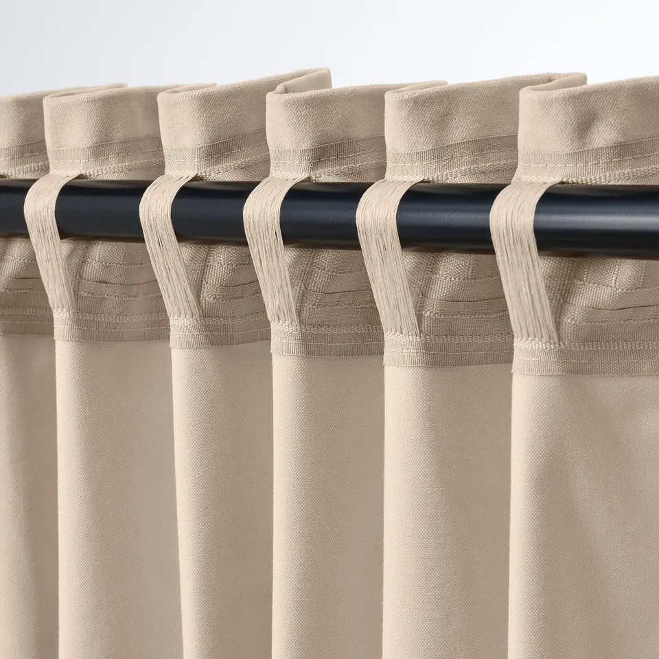 SANELA Curtains, 1 pair, light beige/with heading tape, 140x160 cm
