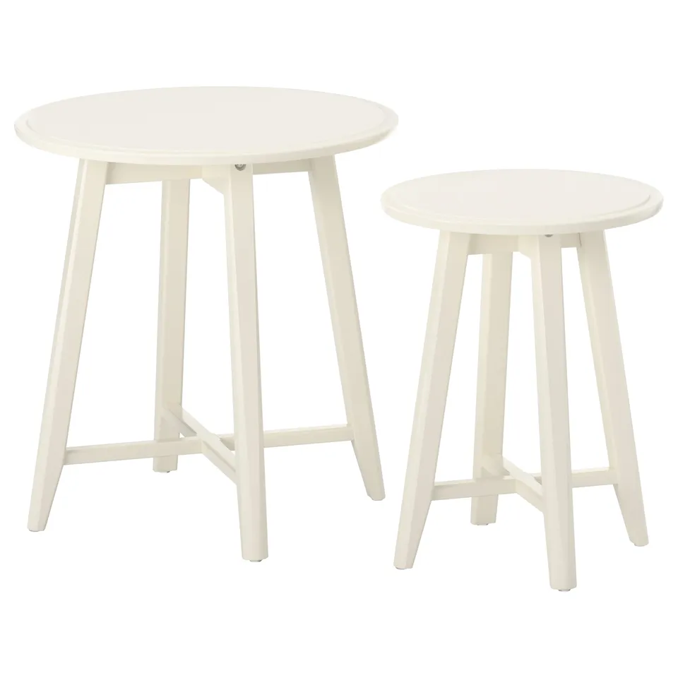 KRAGSTA nesting tables - round, soft shapes & sleek design; fiberboard & beech.