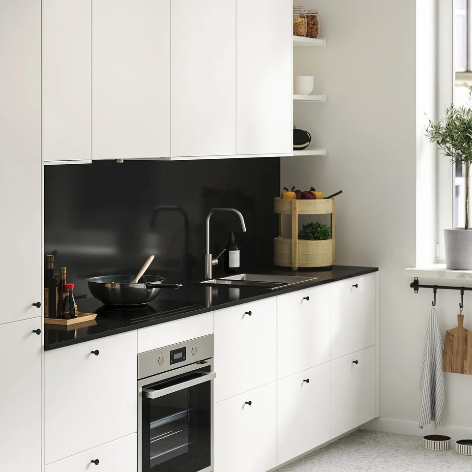 LOCKEBO Custom made worktop, black/glass composite, 1 m²x2.0 cm