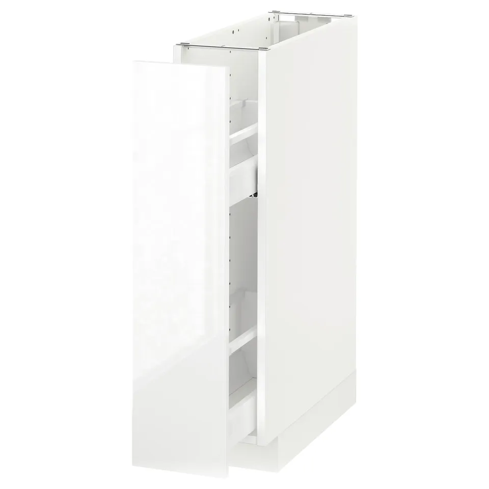 White METOD kitchen cabinet with high gloss finish and modern design.