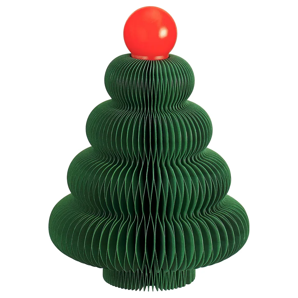 STRÅLA LED table decoration, battery-operated/tree green