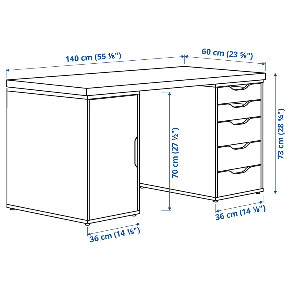 LAGKAPTEN / ALEX Desk, grey/wood effect, 140x60 cm
