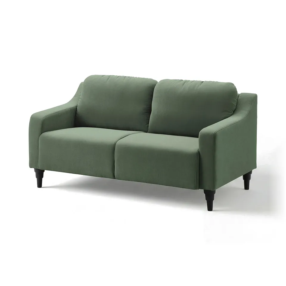 GULLVALLA green sofa, soft modern design, cushioned comfort, sleek rounded legs.