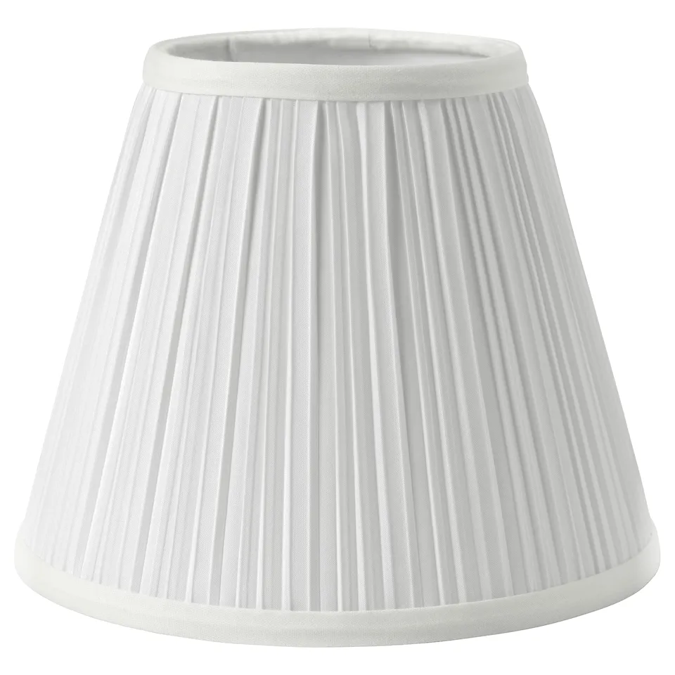 Bell-shaped MYRHULT lamp shade, pleated polyester, soft light.