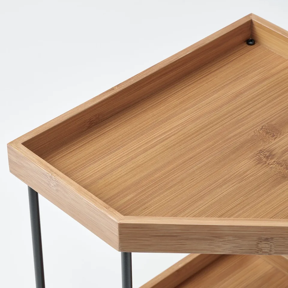 NÅLBLECKA Corner shelf, metal/bamboo for kitchen countertop