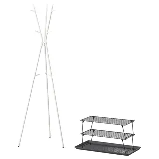 GREJIG / EKRAR hallway furniture, set of 4, white/grey