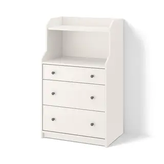 HAUGA chest of 3 drawers with shelf, white, 70x46x116 cm