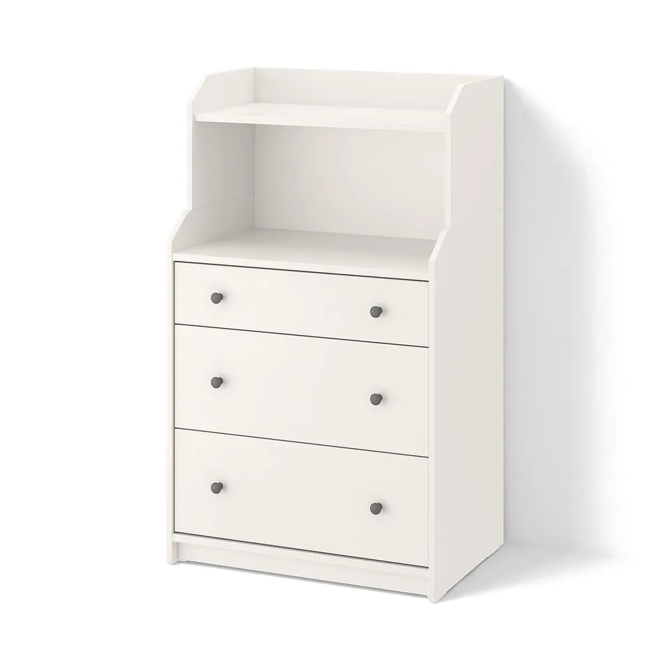part: HAUGA chest of 3 drawers with shelf