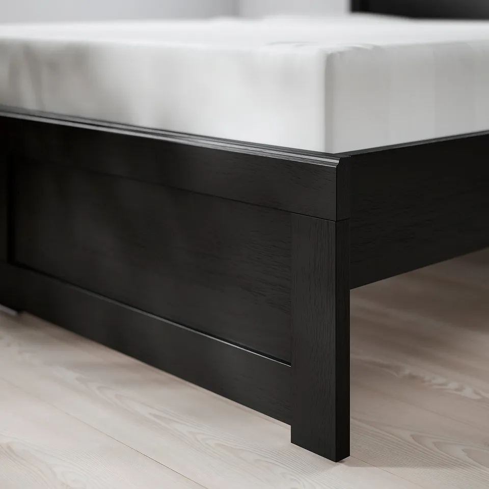FÅGELFJÄLLET Bed frame, black oak effect/Lönset, 150x200 cm