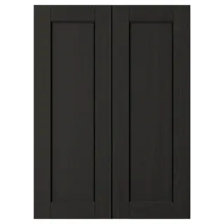 LERHYTTAN 2-p door f corner base cabinet set, black stained, Width 25.4 x Height 69.7 cm