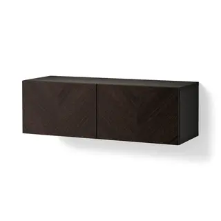 BESTÅ shelf unit with doors, black-brown Hedeviken/dark brown stained oak veneer, 120x42x38 cm