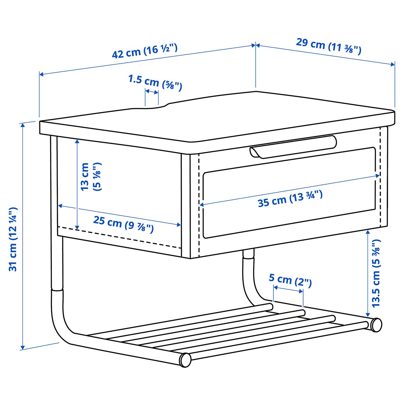 Illustration with measurements for the product: GRÅFJÄLLET.