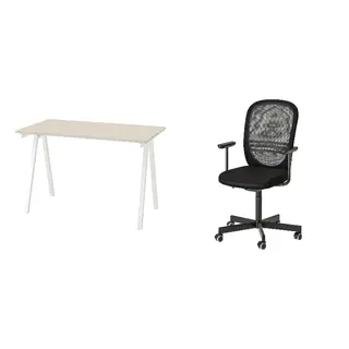 FLINTAN/TROTTEN set: desk + office chair with armrests