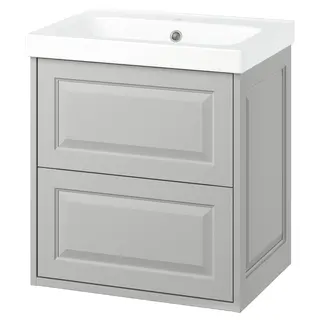 TÄNNFORSEN / ORRSJÖN wash-stnd w drawers/wash-basin, light grey, 62x49x69 cm