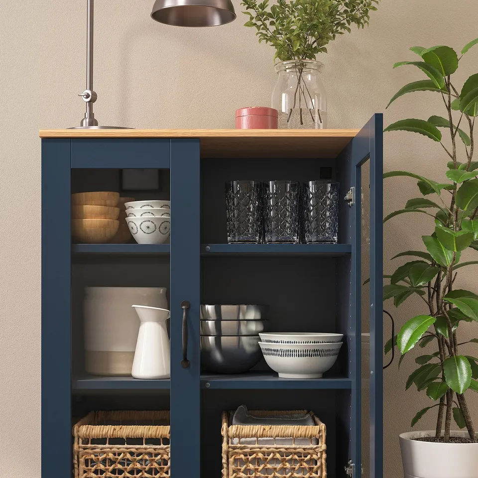part: SKRUVBY cabinet with glass doors