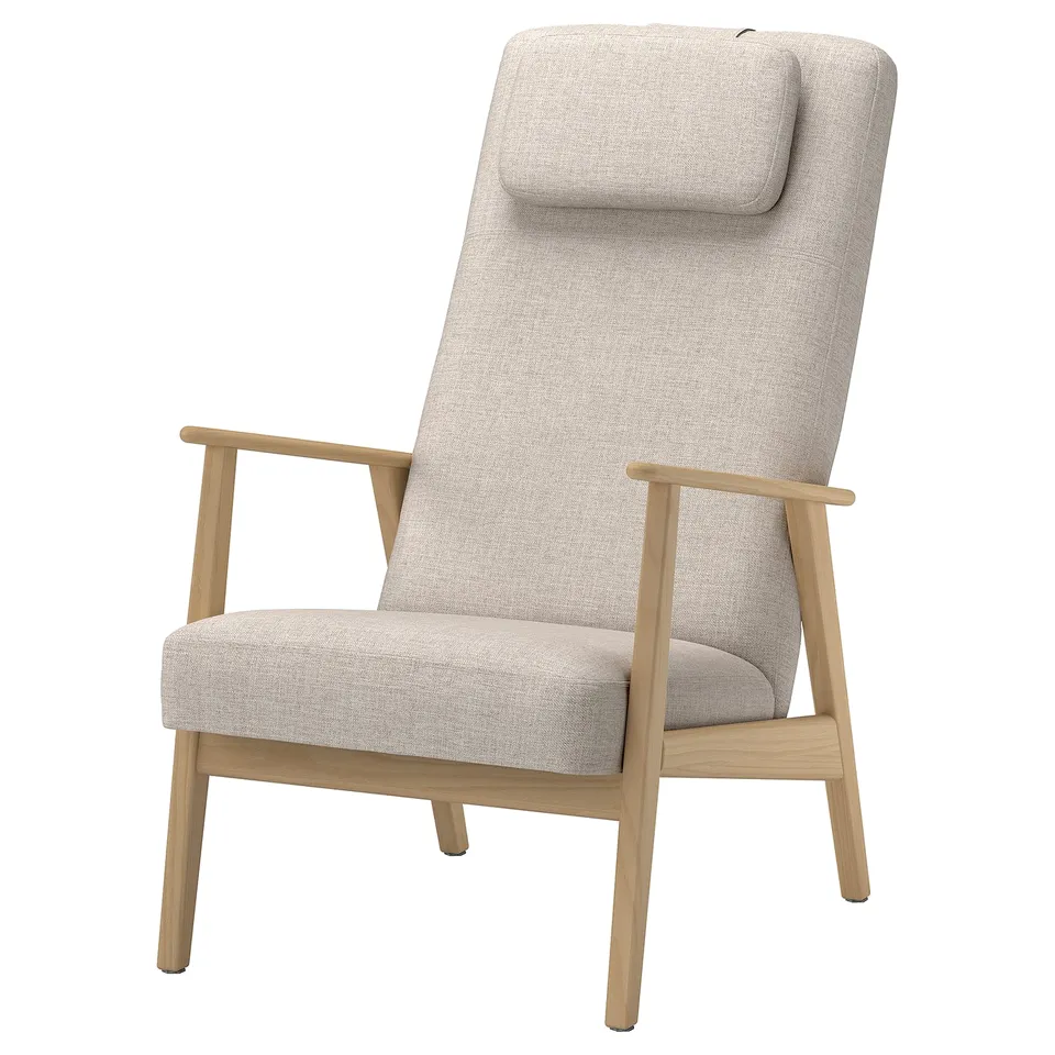 EKENÄSET High-back armchair, oak effect/Kilanda light beige
