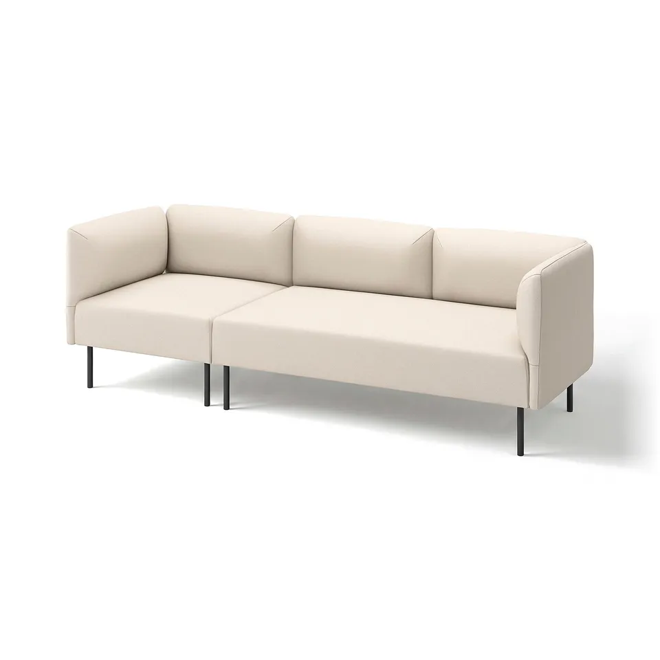 Beige LILLEHEM sofa with clean lines and black metal legs.