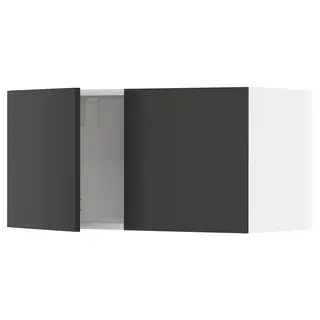 METOD wall cabinet with 2 doors, white/Nickebo matt anthracite, 80x37x40 cm
