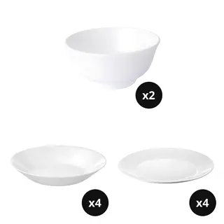 OFTAST set: rice bowl x2 + deep plate x4 + plate x4