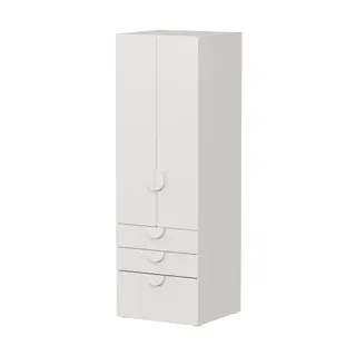 SMÅSTAD / PLATSA wardrobe, white white/with 3 drawers