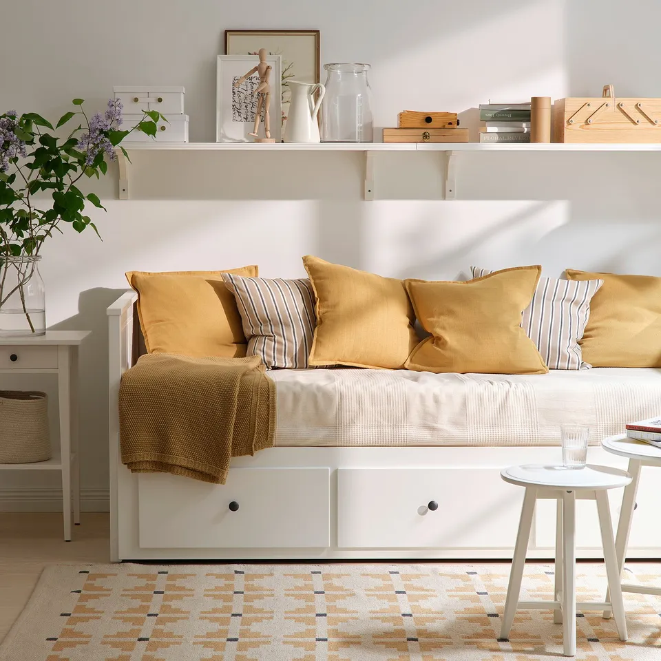 HEMNES Day-bed w 3 drawers/2 mattresses, white/Åfjäll firm, 80x200 cm