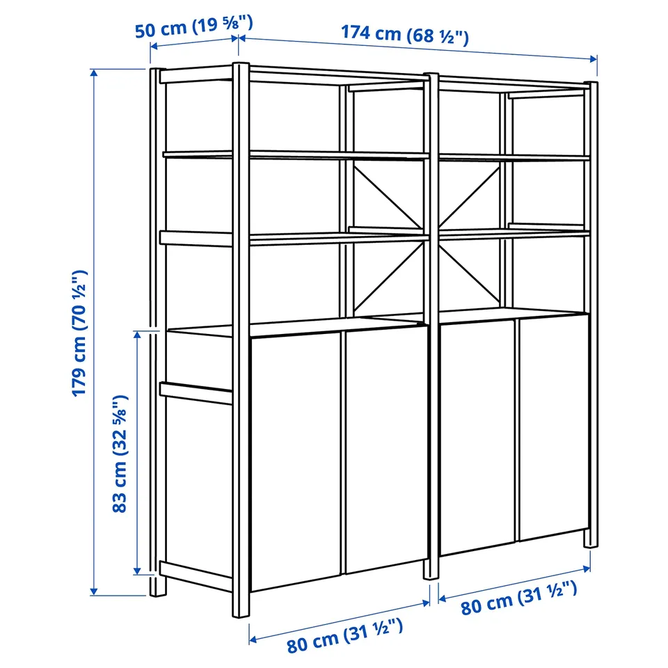 Illustration with measurements for the product: IVAR.