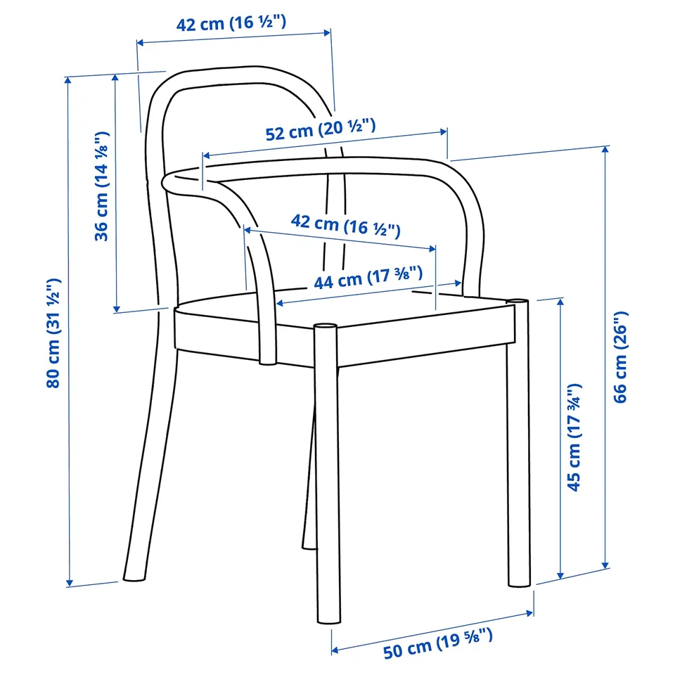 Illustration with measurements for the product: STOCKHOLM 2025.