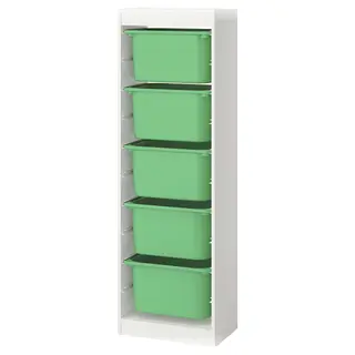 TROFAST storage combination with boxes, white/bright green, 46x30x146 cm