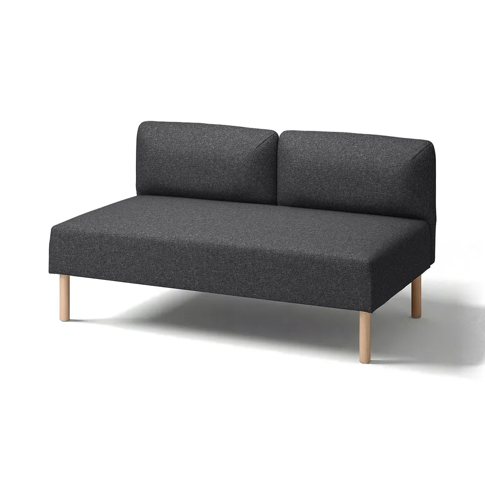 A modern grey LILLEHEM modular sofa with wooden legs. The sofa has a sleek, minimalist design with a comfortable fabric cover.