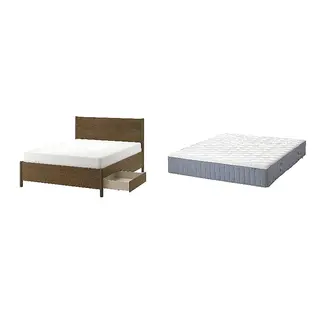 TONSTAD/VÅGSTRANDA Bed with 28cm thick mattress, pocket sprung, foam,7 comfort zones, extra firm