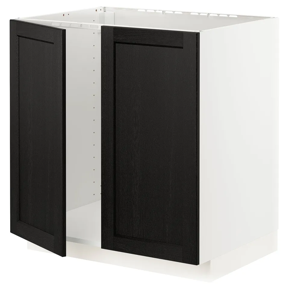 Black cabinet with white frame, square, modern design.