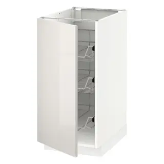 METOD base cabinet with wire baskets, white/Ringhult light grey, 40x60x80 cm