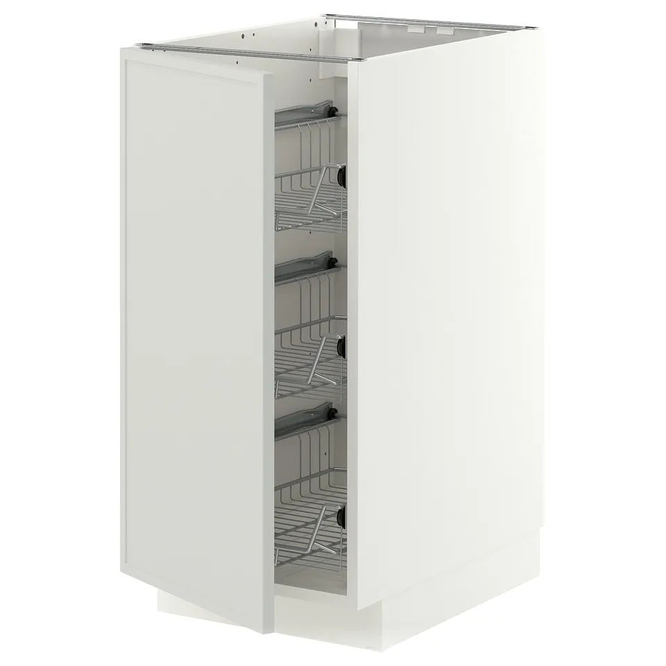 METOD Base cabinet with wire baskets, white/Aspudden light grey, 40x60x80 cm