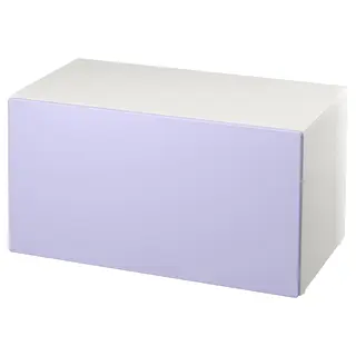 SMÅSTAD bench with toy storage, white/lilac, 90x52x48 cm