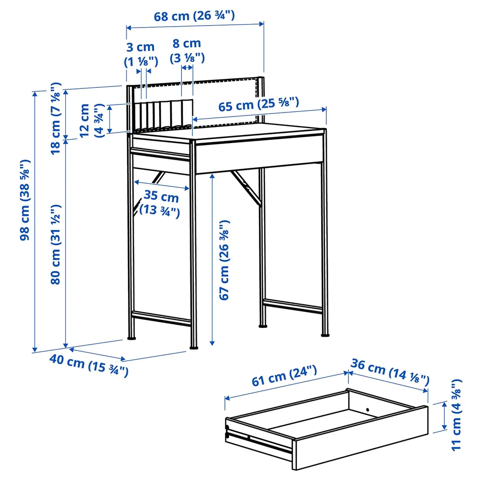 Illustration with measurements for the product: BRUKSVARA.
