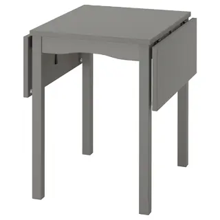 HAUGA drop-leaf table, grey/birch veneer, Height 75 x Width 74 x Length 82 cm