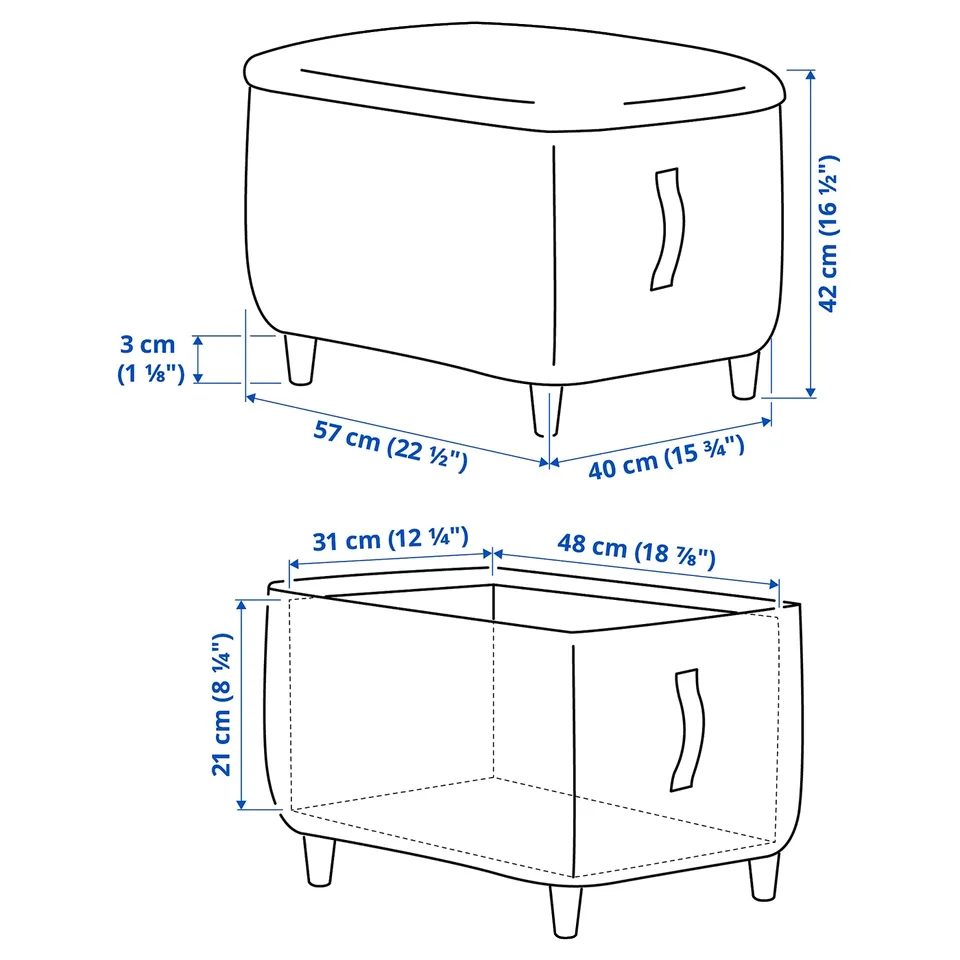 Illustration with measurements for the product: OSKARSHAMN.