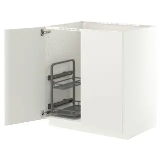 METOD sink cabinet with organiser, white/Veddinge white, Width 80.0 x Depth 61.6 cm
